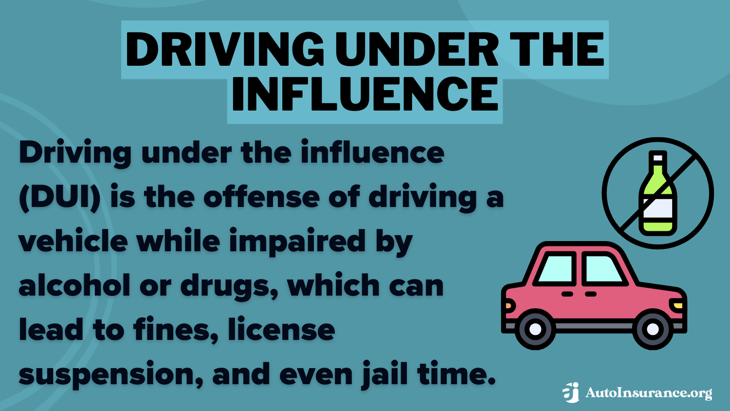 Driving Under The Influence (DUI) Definition Card: SR-22 Auto Insurance 