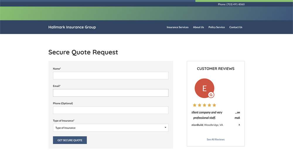 Hallmark Auto Insurance Website Secure Quote Request