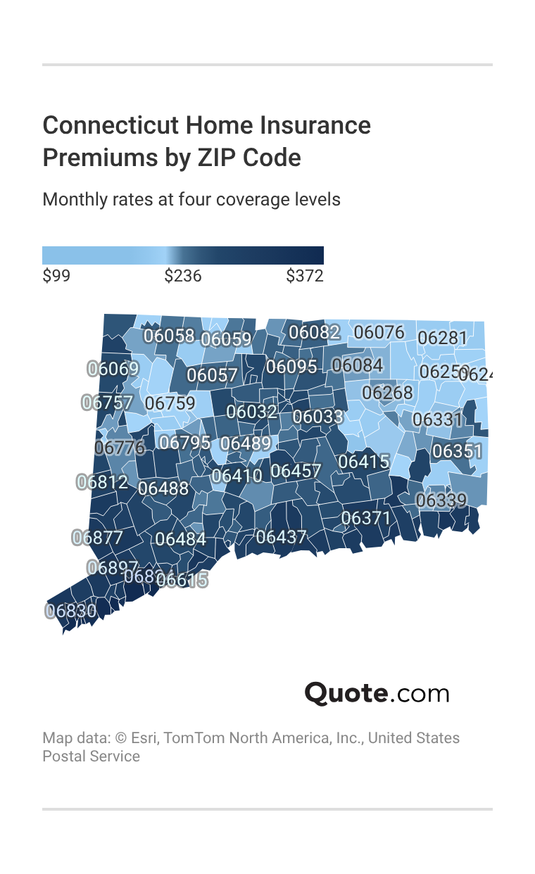 Connecticut Home Insurance Premiums by ZIP Code