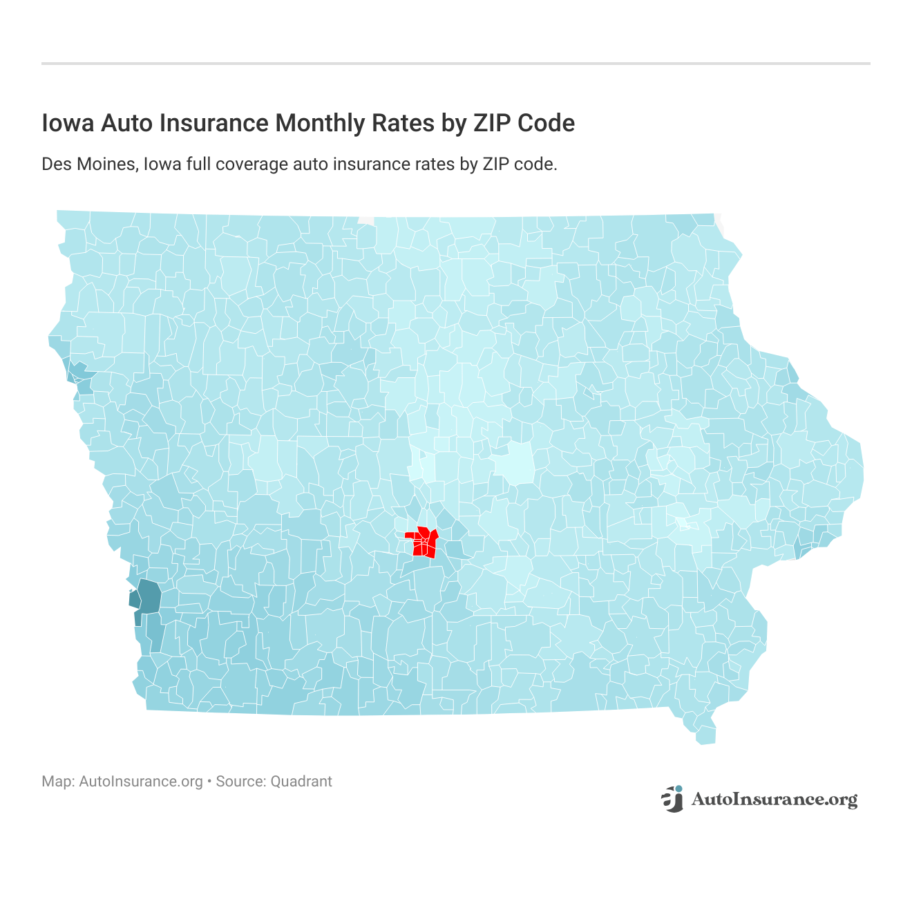 <h3>Iowa Auto Insurance Monthly Rates by ZIP Code</h3>