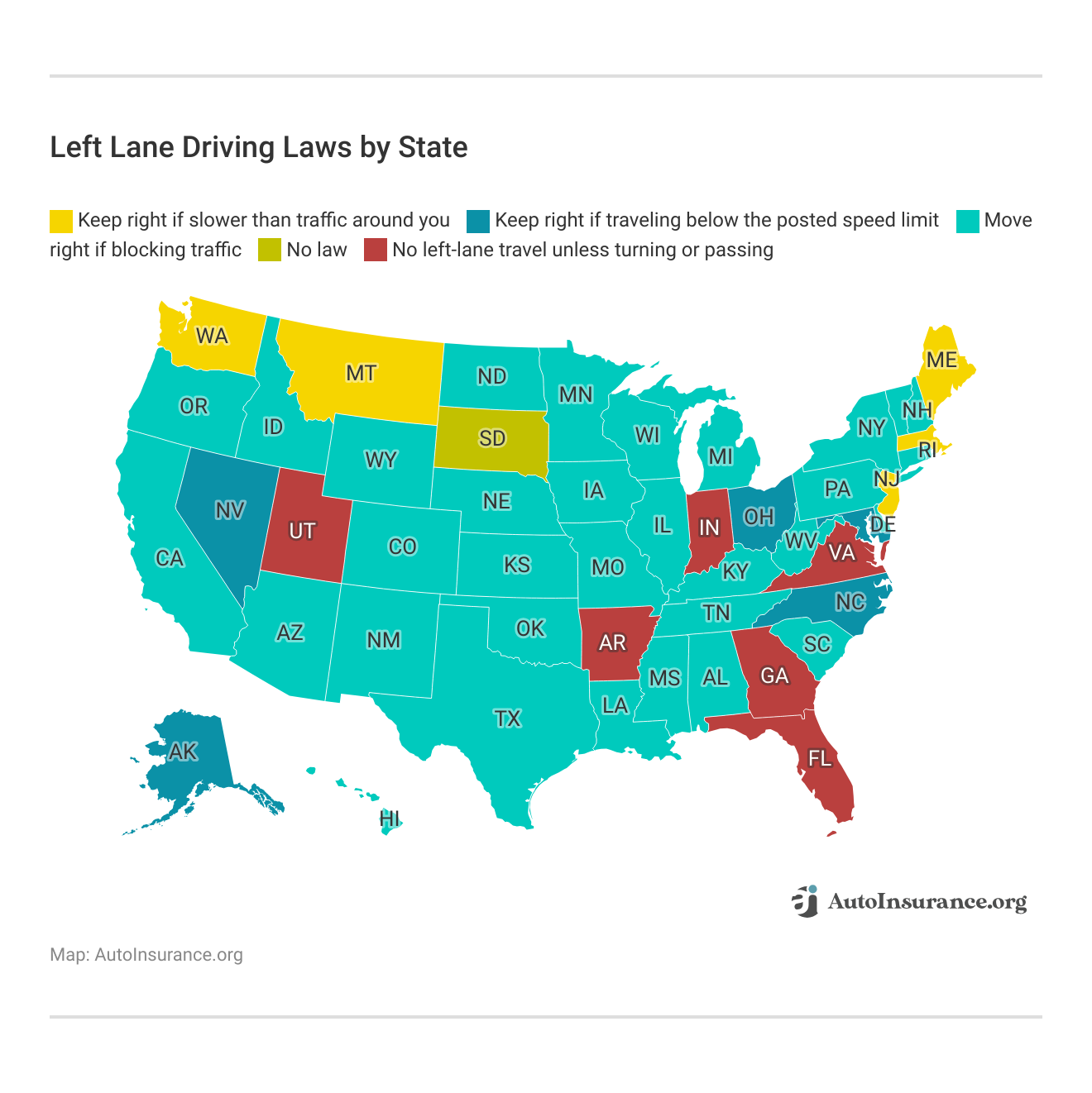 <h3>Left Lane Driving Laws by State</h3>