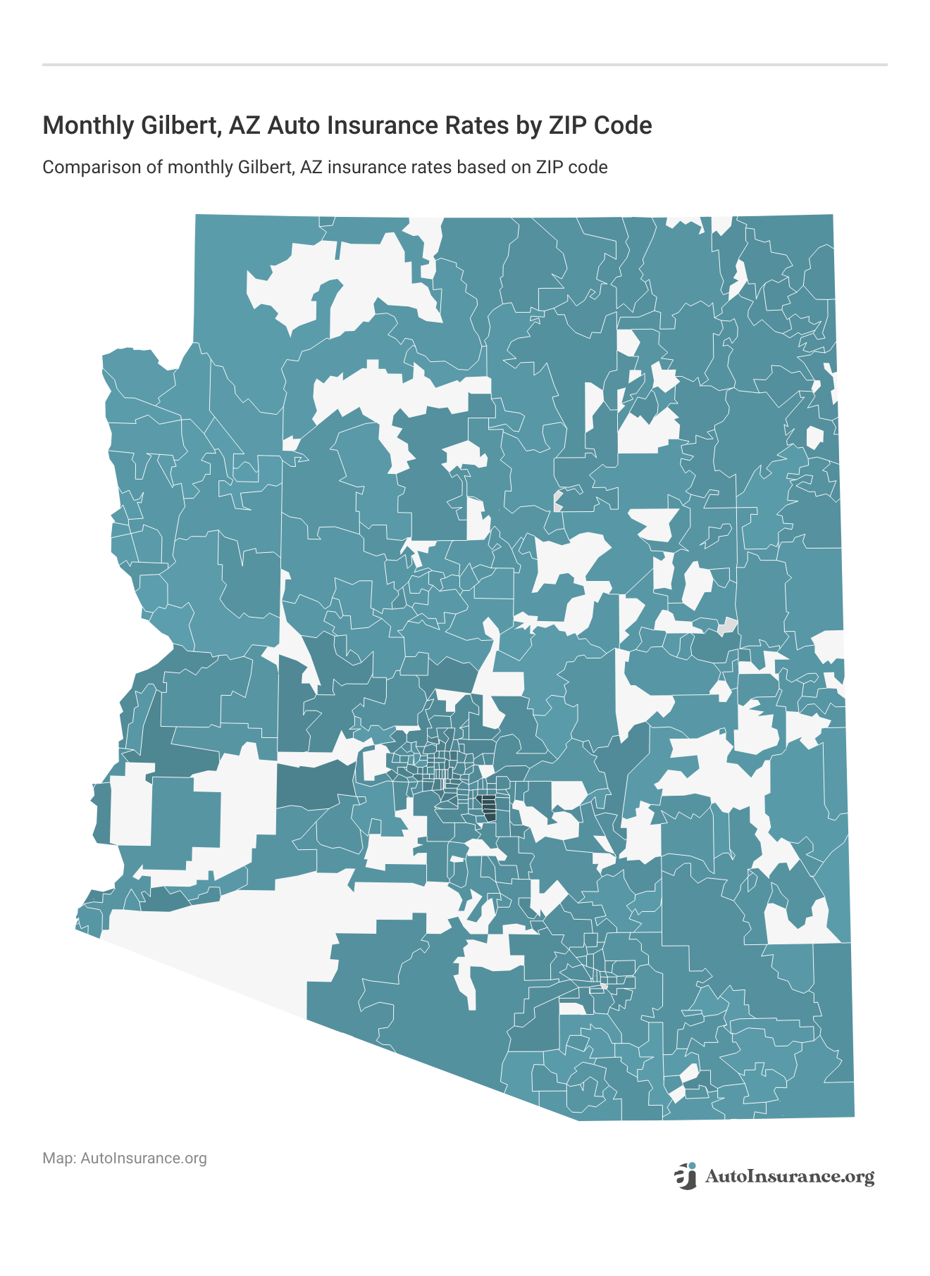 <h3>Monthly Gilbert, AZ Auto Insurance Rates by ZIP Code</h3>