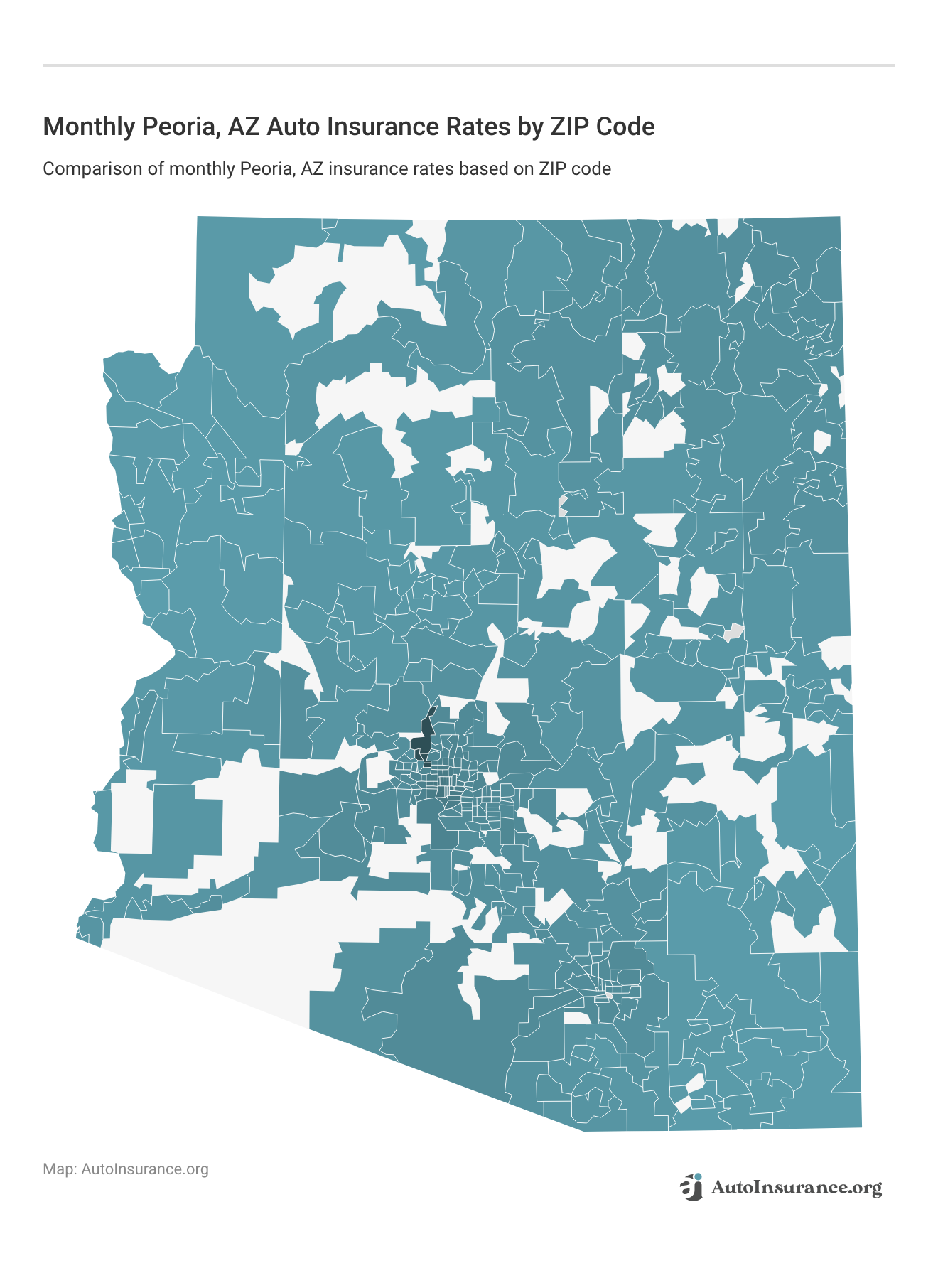 <h3>Monthly Peoria, AZ Auto Insurance Rates by ZIP Code</h3>