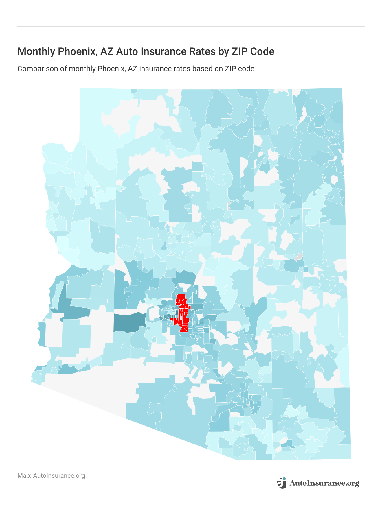 <h3>Monthly Phoenix, AZ Auto Insurance Rates by ZIP Code</h3>