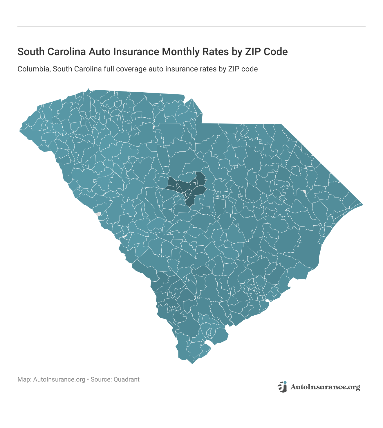 <h3>South Carolina Auto Insurance Monthly Rates by ZIP Code</h3>