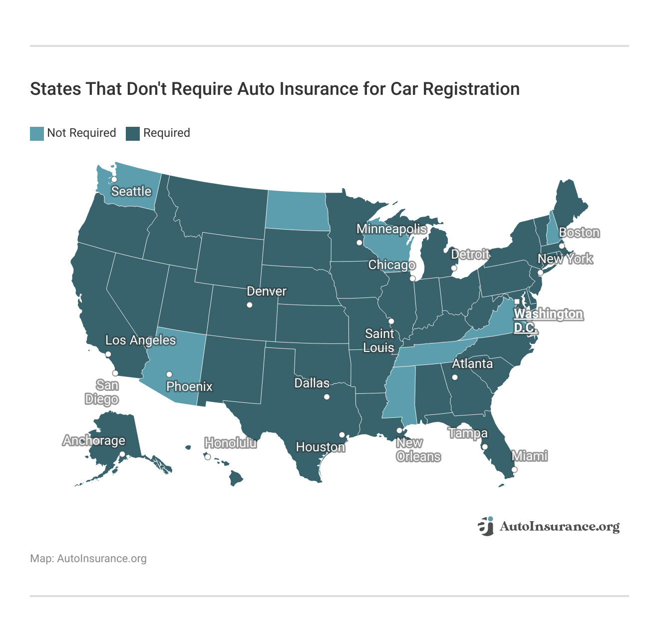 <h3>States That Don't Require Auto Insurance for Car Registration</h3>