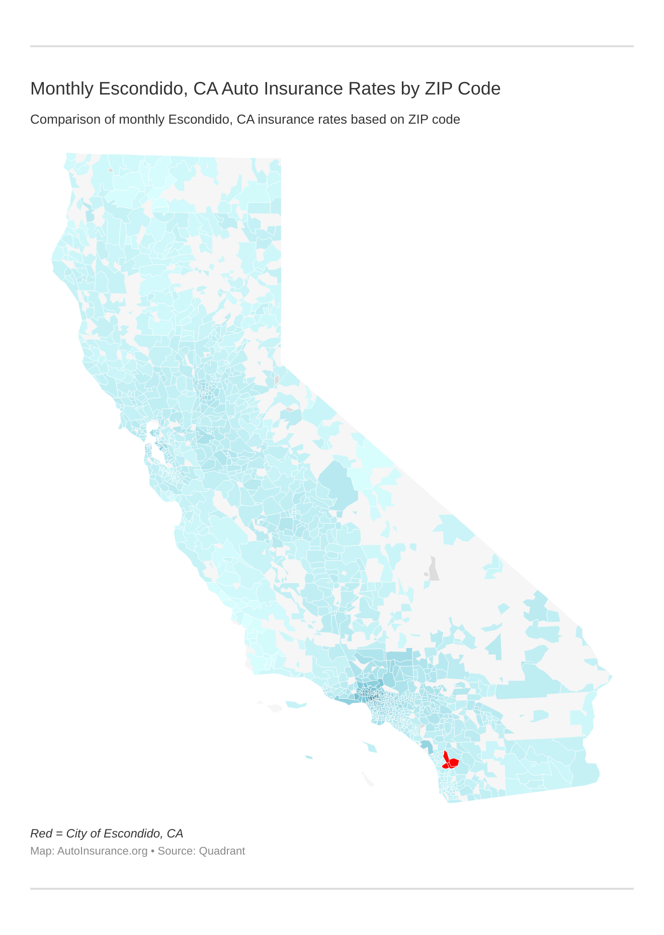 Monthly Escondido, CA Auto Insurance Rates by ZIP Code