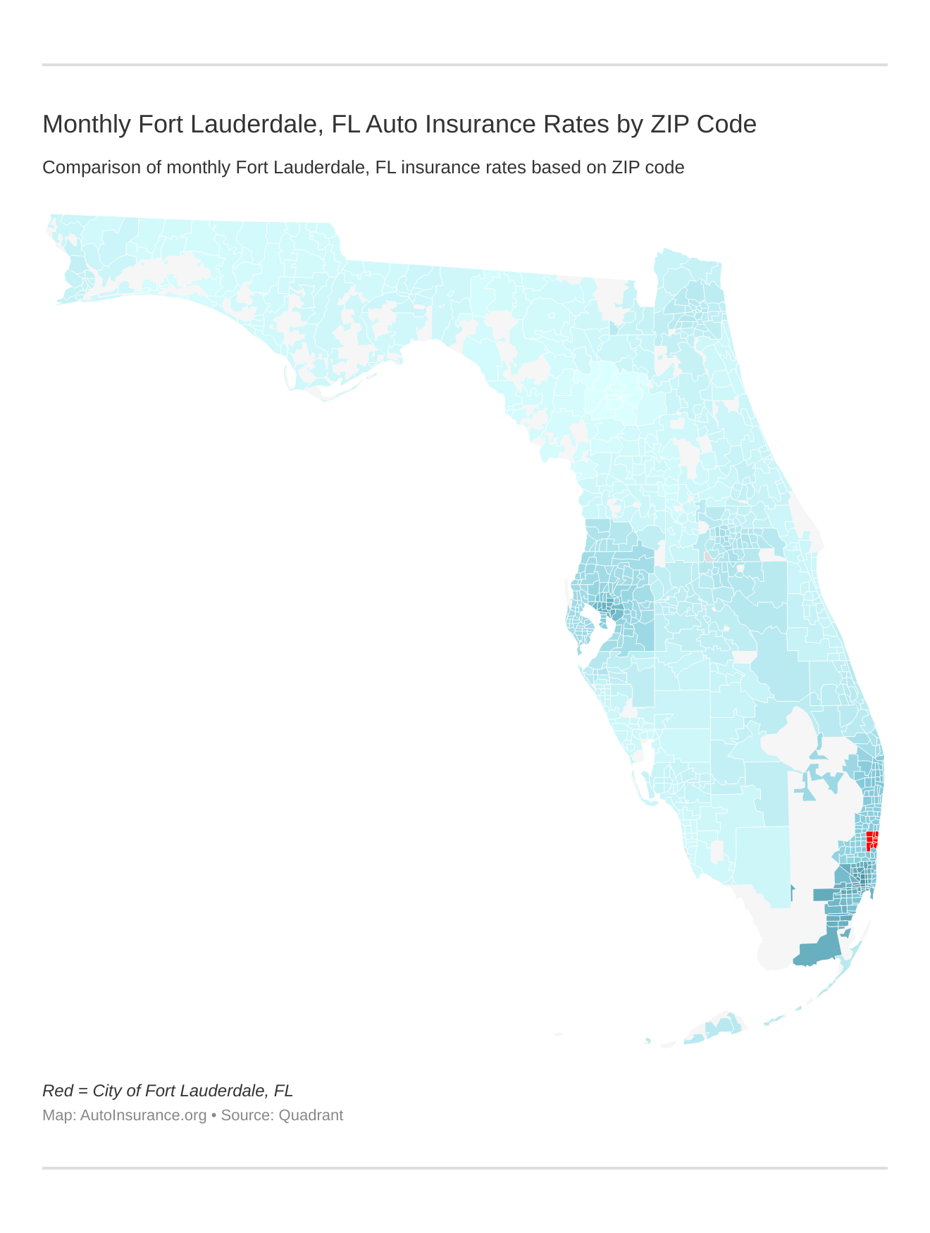 Monthly Fort Lauderdale, FL Auto Insurance Rates by ZIP Code