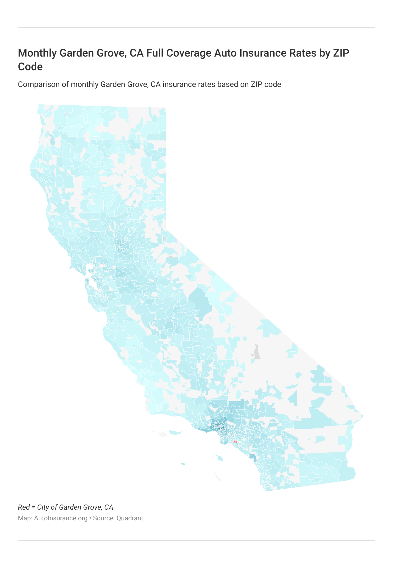 Monthly Garden Grove, CA Full Coverage Auto Insurance Rates by ZIP Code