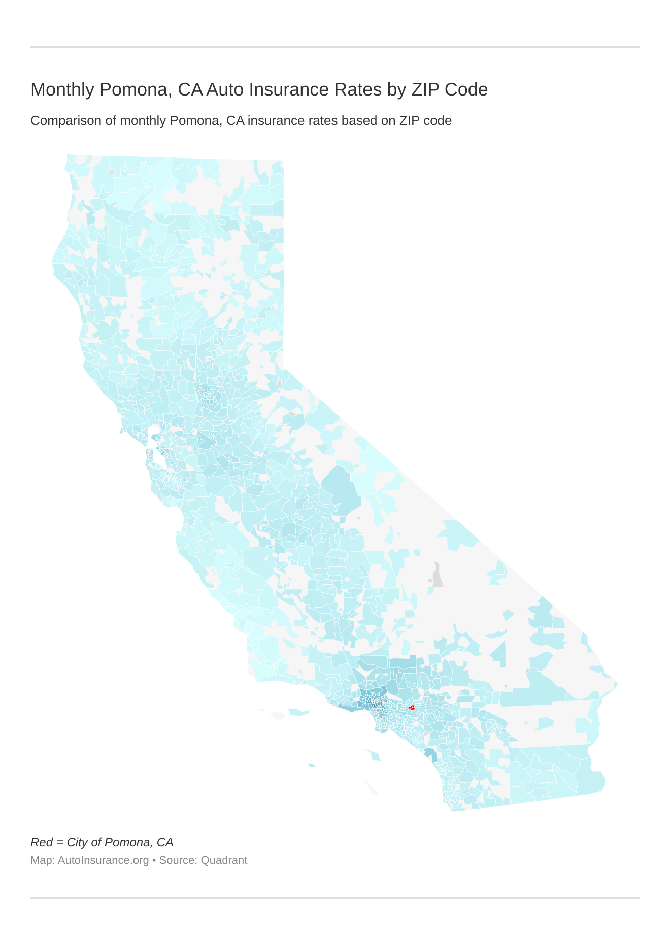 Monthly Pomona, CA Auto Insurance Rates by ZIP Code