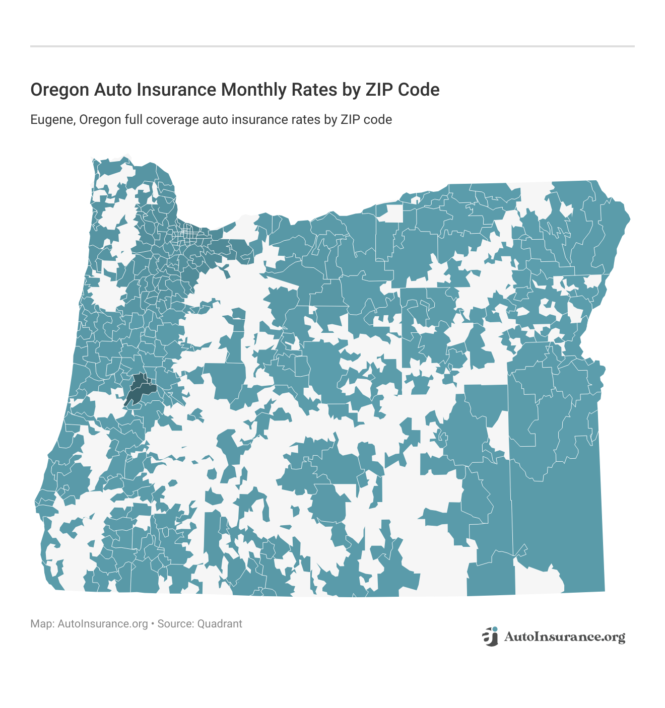 Oregon Auto Insurance Monthly Rates by ZIP Code